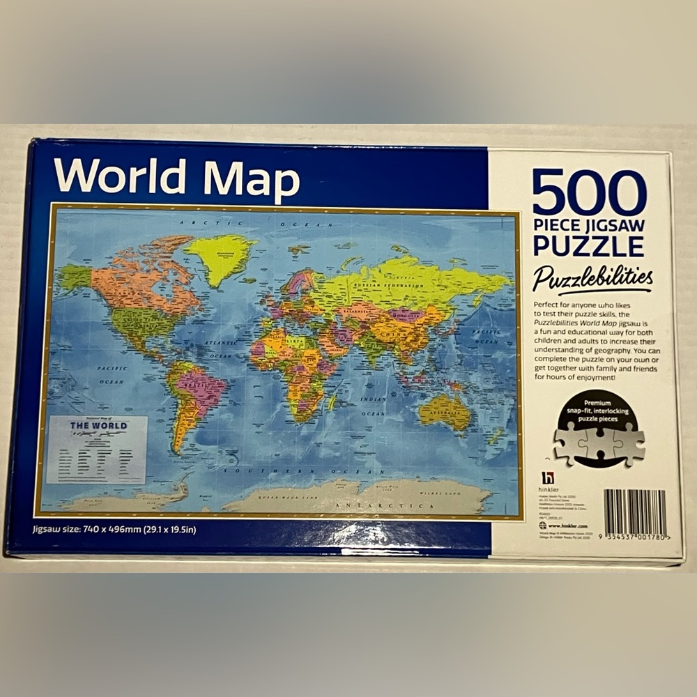 Puzzlebilities 500 Piece World Map Jigsaw Puzzle (29.1 x 19.5 in) *Brand New*